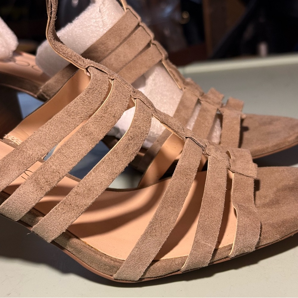 Sole Society Taupe Strappy Block Heel Sandals - Picture 8 of 9